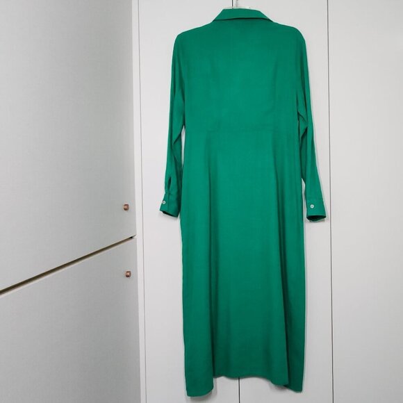 Rachel Zoe Wrap Dress Women's Size 6 Green Linen Blend Long Sleeves - Picture 6 of 12
